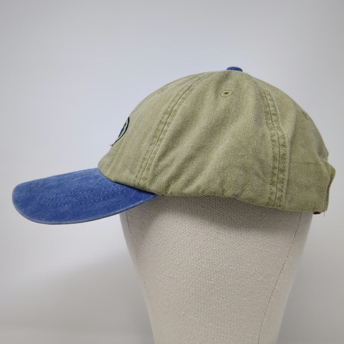 Adams Baseball Cap Green Blue One Size Leather Strapback Embroidered Logo Hat