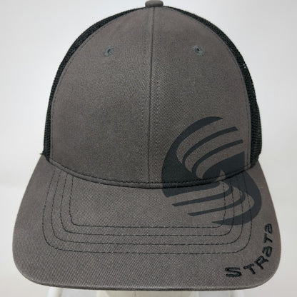Strata Trucker Hat Gray Black One Size Mesh Snapback Golf Logo Graphic Print