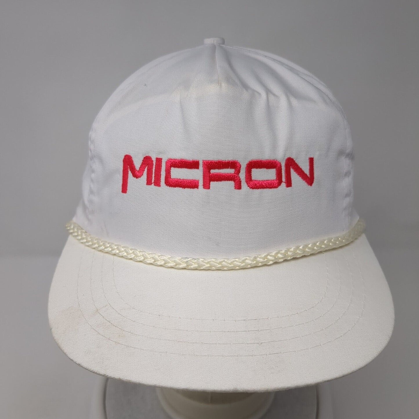 Micron Slideback Hat White One Size Adjustable Rope 6 Panel Sportcap