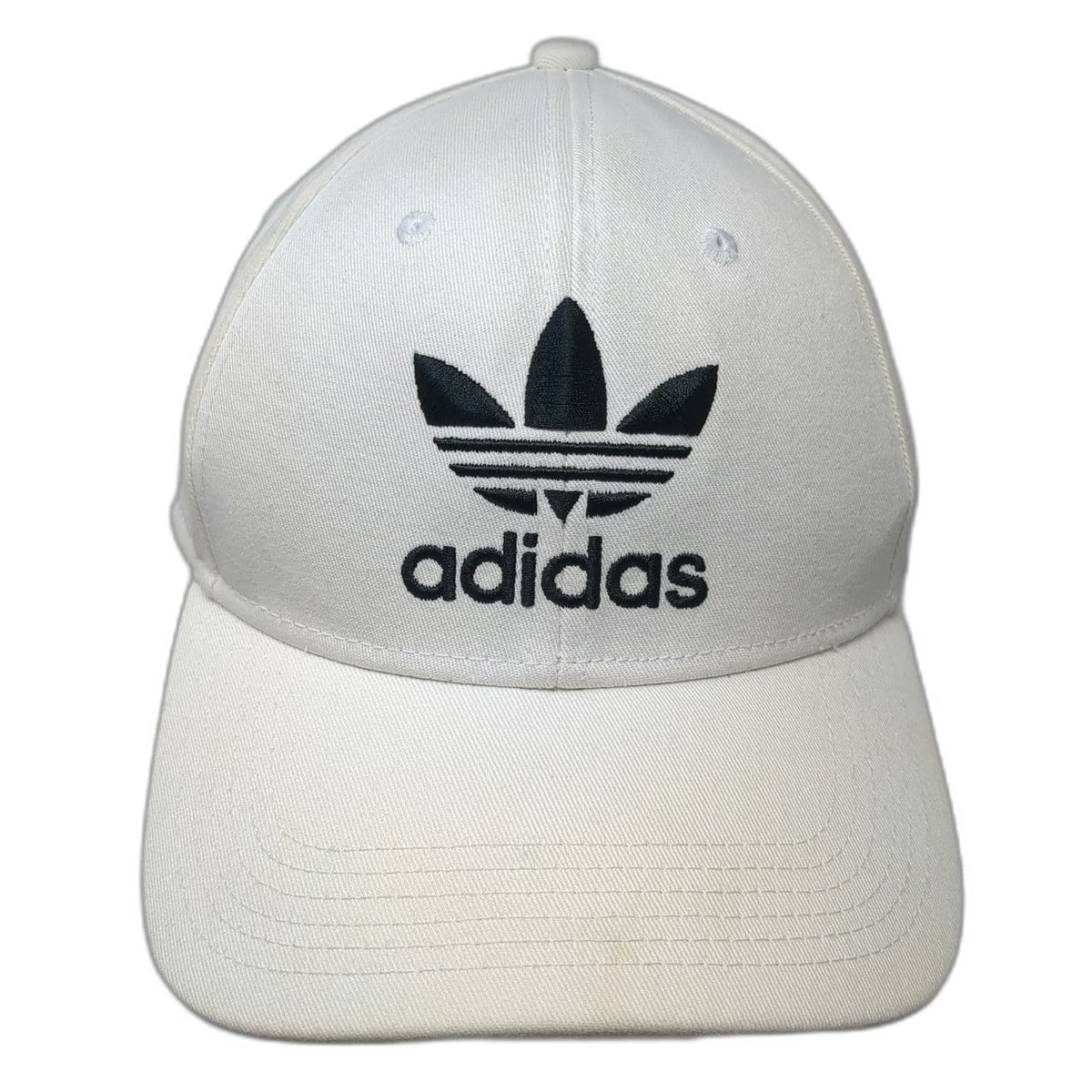 Adidas Snapback Hat White One Size Trefoil Logo Embroidered 6 Panel Cap Strap