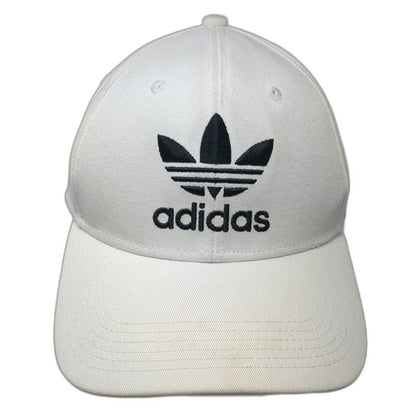 Adidas Snapback Hat White One Size Trefoil Logo Embroidered 6 Panel Cap Strap