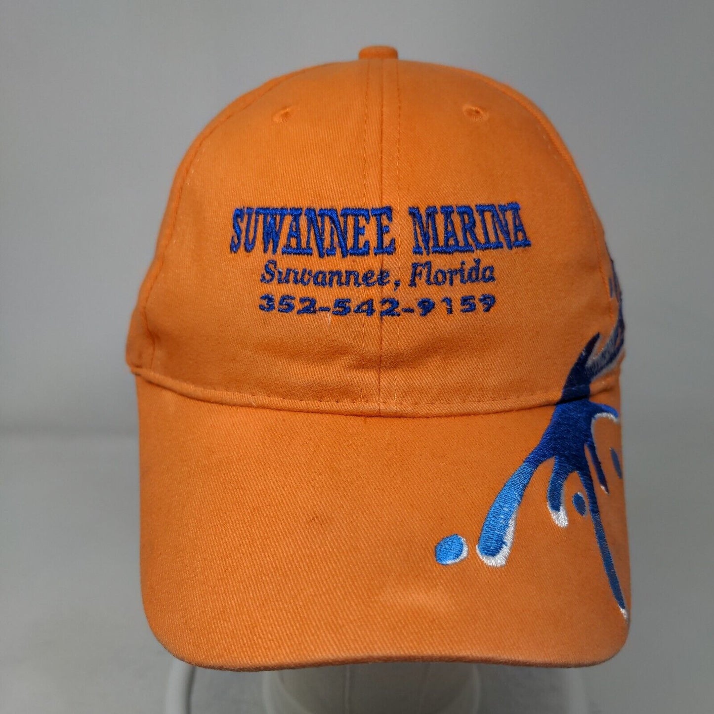 Suwannee Marina Florida Strapback Hat Orange OS Adjustable Embroidered Otto