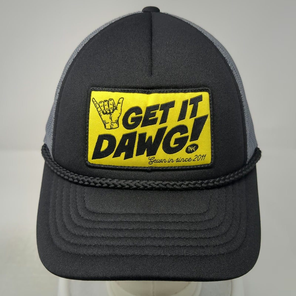 Richardson Trucker Hat Black One Size Get It Dawg Patch Mesh Back Snapback Rope
