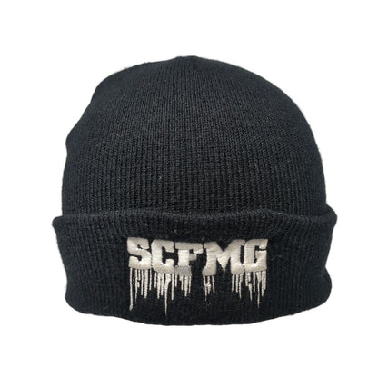 SCFMG Knit Beanie Hat Black One Size Embroidered Solid Outdoor Stretch