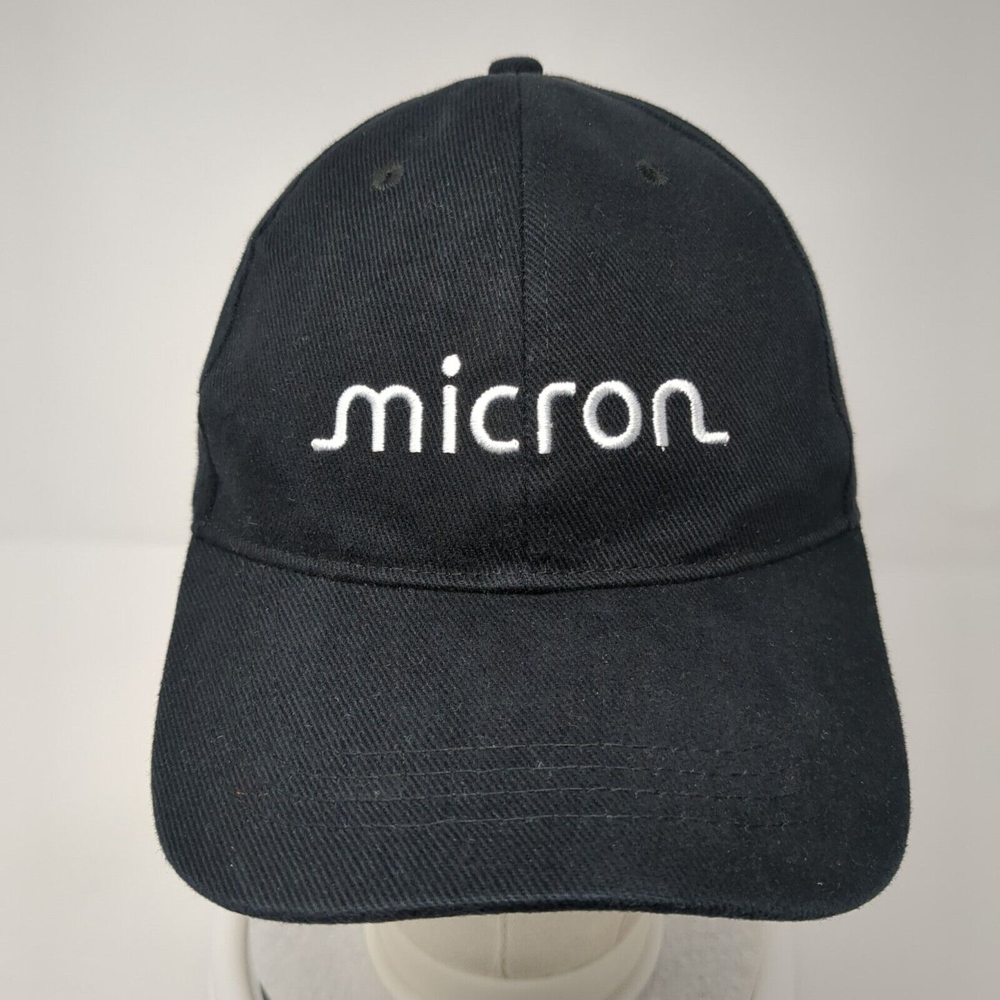 Micron Slideback Hat Black One Size Adjustable Embroidered 6 Panel