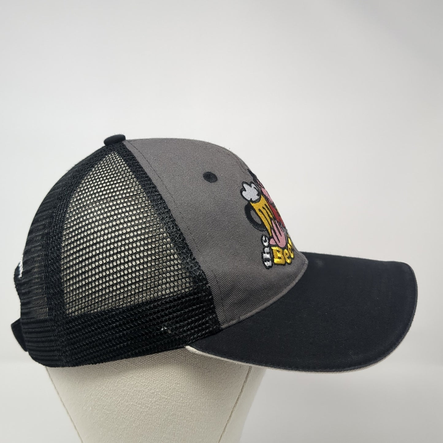 The Beer Guys Strapback Trucker Hat Black One Size Mesh Back Colorblock