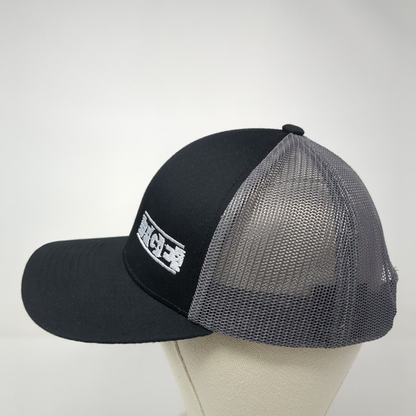 TGE Snapback Trucker Hat Black One Size Adjustable Mesh Back Pacific Headwear