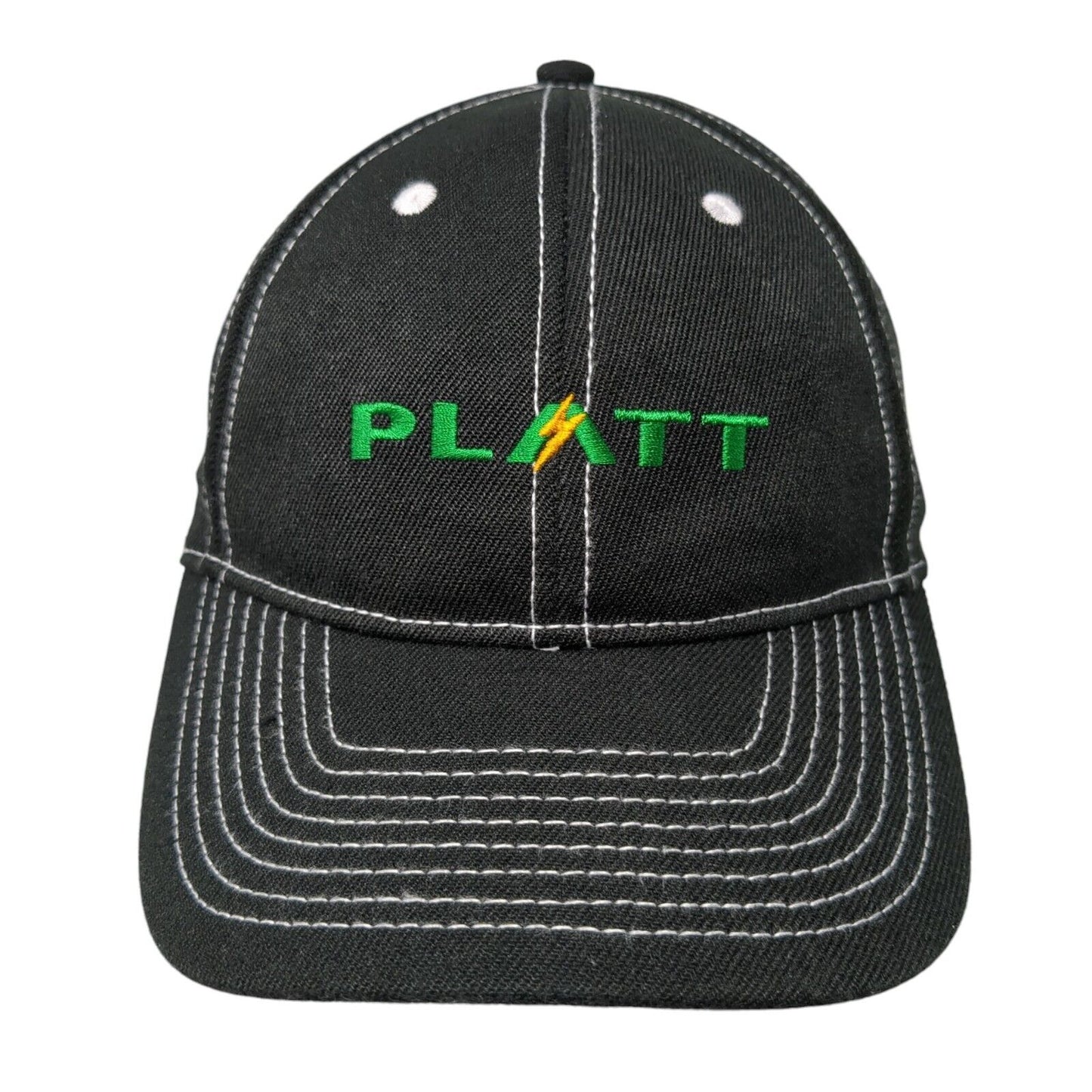 PLATT Slideback Hat Black One Size Adjustable Embroidered 6 Panel Polyester