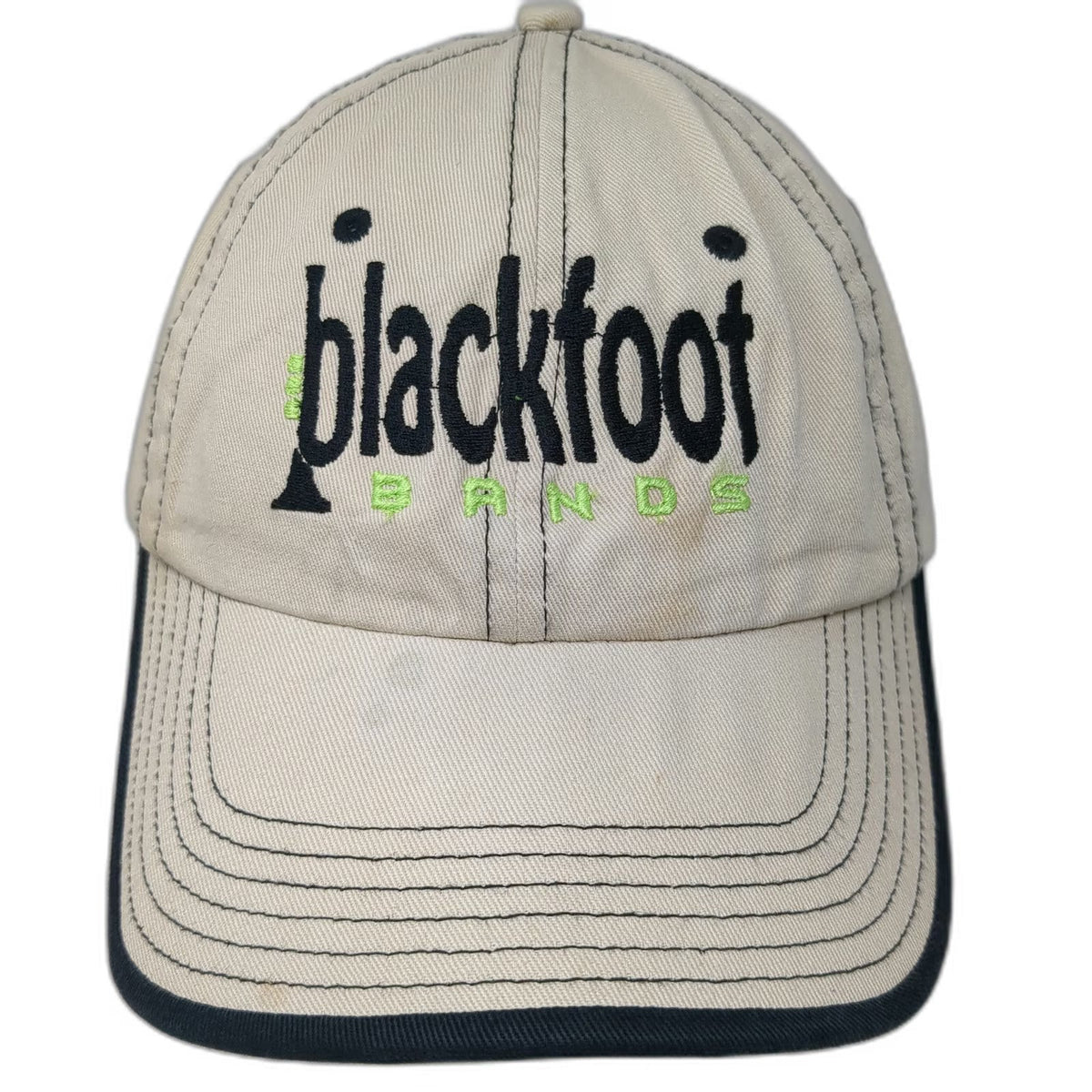 Port Authority Baseball Cap Beige OSFM Blackfoot Bands Trumpet Music Blue Hat