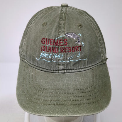 Green Baseball Cap One Size Guemes Island Resort Since 1947 Fish Embroidery Hat