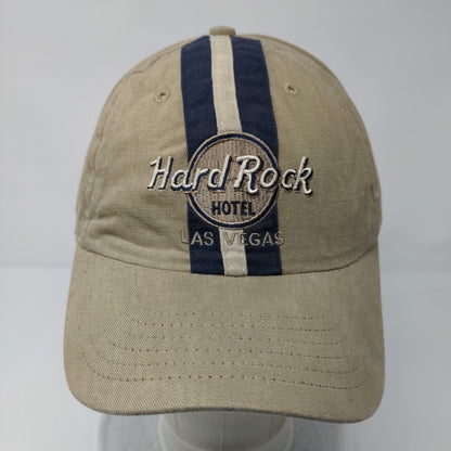 Hard Rock Hotel Las Vegas Snapback Hat Tan OSFA Striped Embroidered