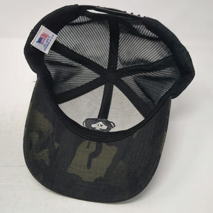 Zero Foxtrot Trucker Hat Black One Size Camo Skull Mesh USA Snapback Tactical
