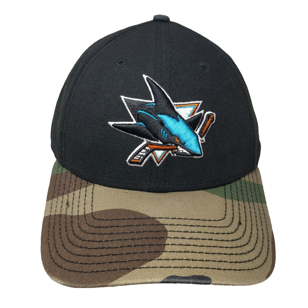 San Jose Sharks NHL New Era Cap Black Green Camo One Size Hat Strapback Logo