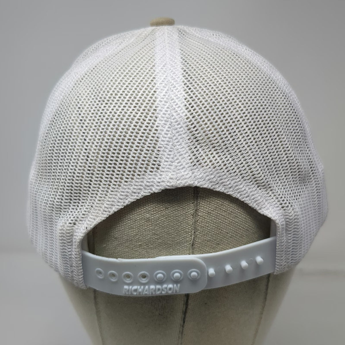 Richardson Trucker Hat Beige One Size Builders FirstSource Leather Patch Mesh
