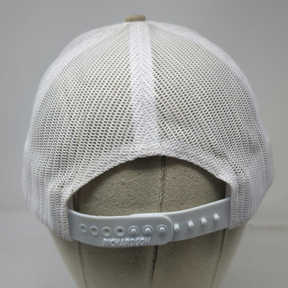 Richardson Trucker Hat Beige One Size Builders FirstSource Leather Patch Mesh