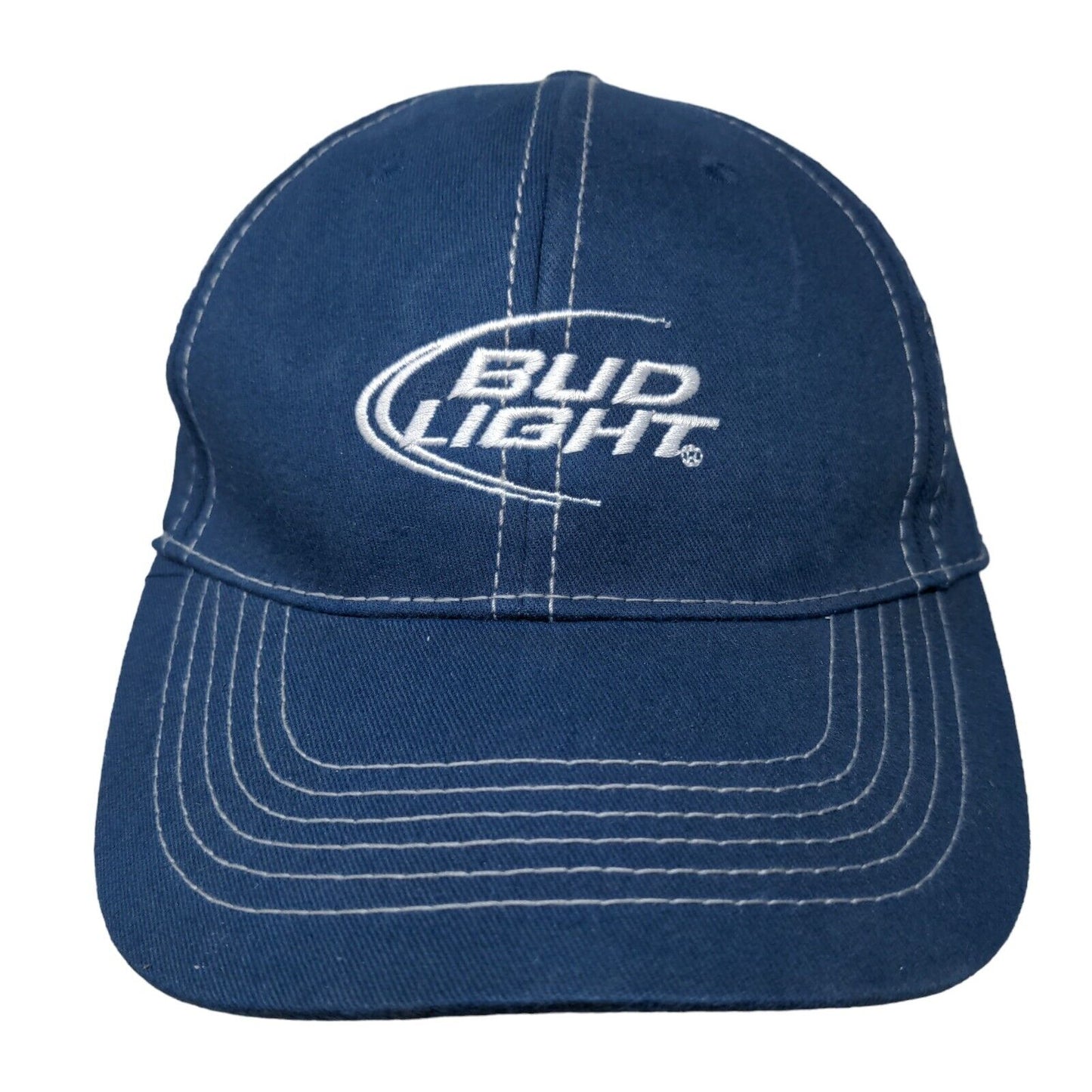 Bud Light Strapback Hat Blue OSFA Adjustable Embroidered 6 Panel Cotton