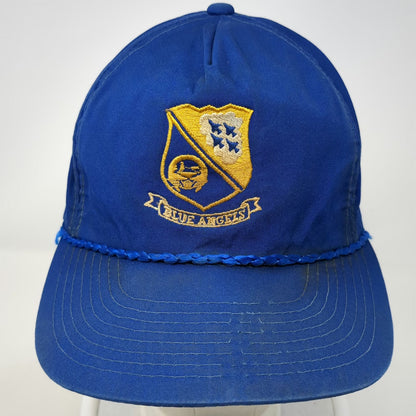 AMI 5 Panel Blue One Size Hat Blue Angels Shield Logo Rope Snapback Flat Brim