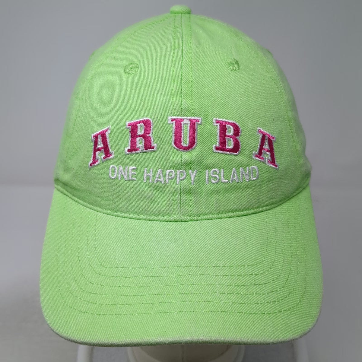 EST Aruba One Happy Island Baseball Cap Green One Size Strapback Hat Cotton