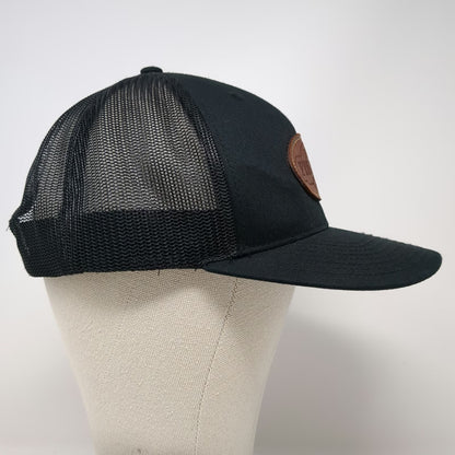 Richardson Trucker Hat Black One Size Leather Patch B.A. Fischer Snapback