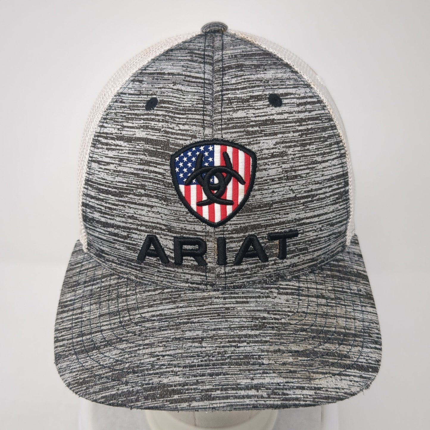 Ariat Snapback Trucker Hat Gray OS Adjustable 110 Flexfit Mesh Back Yupoong