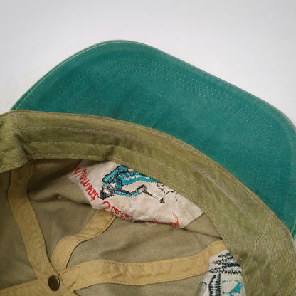 Adams Baseball Cap Beige Green One Size Vermont State Alpine Killington Leather