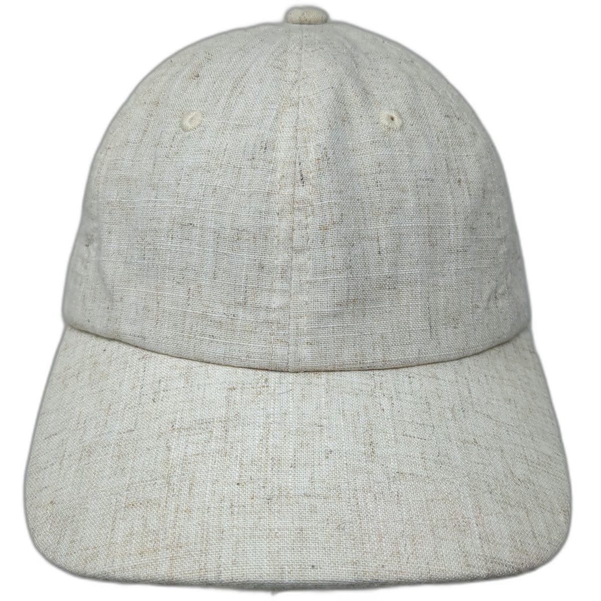 Baseball Cap Beige One Size Linen Blend Leather Strapback Hat Plain Textured
