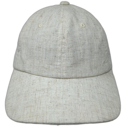 Baseball Cap Beige One Size Linen Blend Leather Strapback Hat Plain Textured