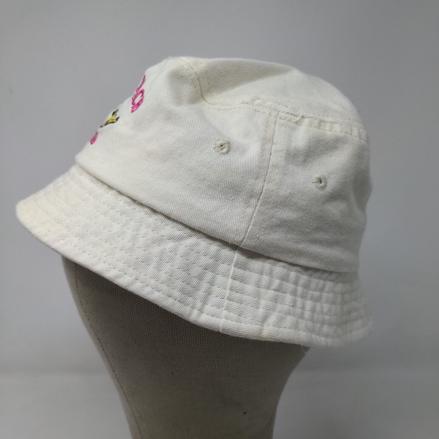 Alvin's Island Boys Bucket Hat Cream Embroidered Pensacola Beach FL Logo Dolphin