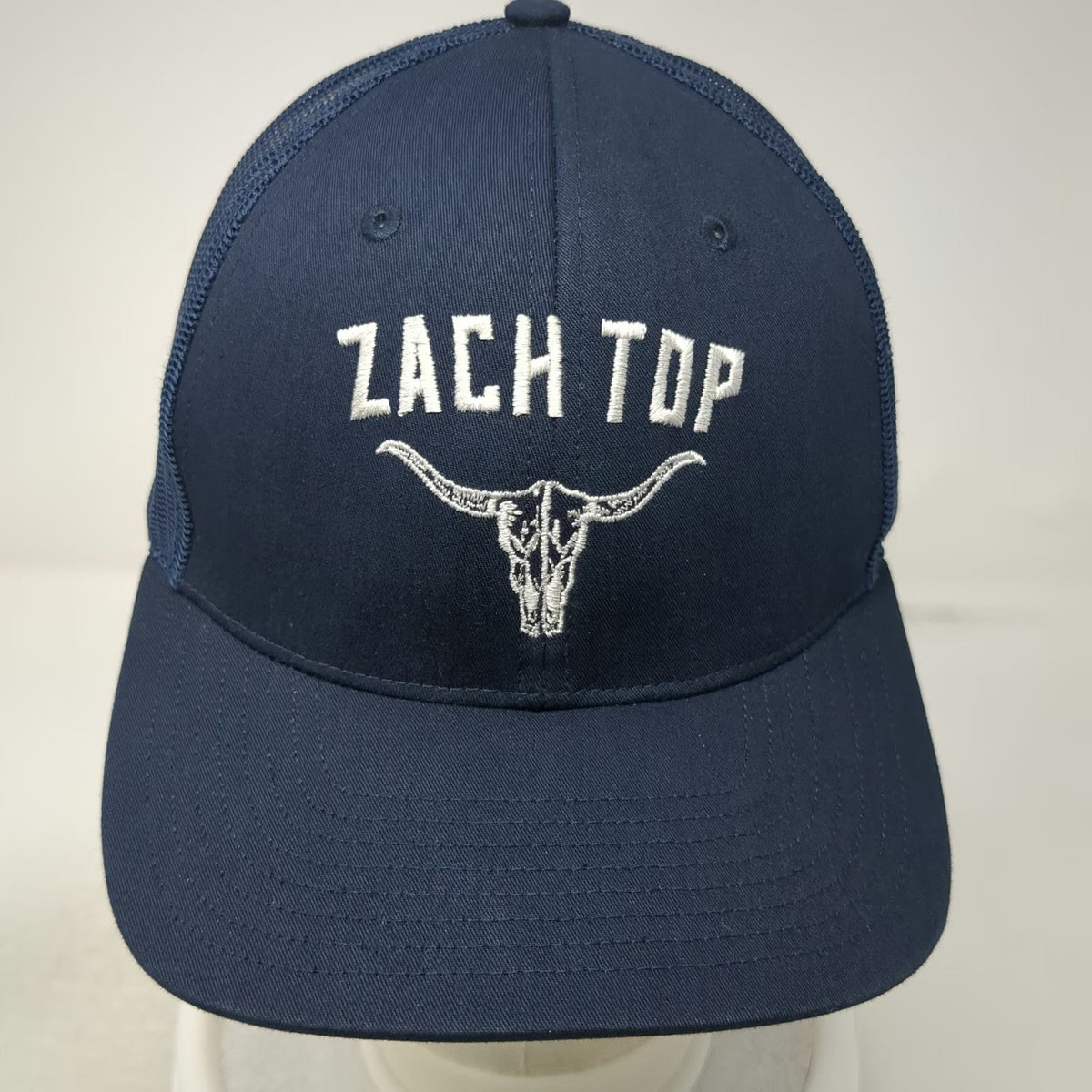 Richardson Trucker Hat Blue OSFM Zach Top Longhorn Skull Mesh Snapback Curved