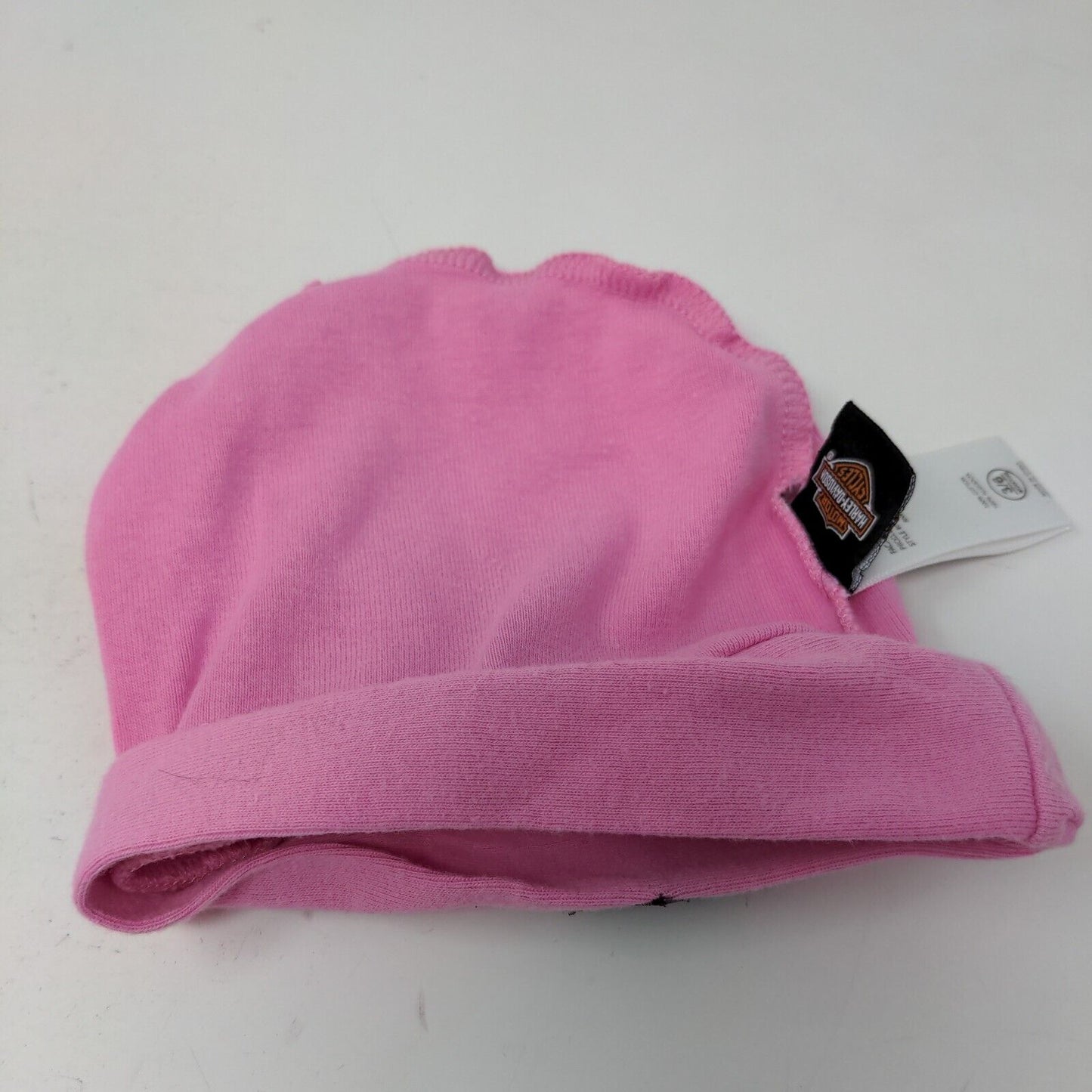 Harley Davidson Baby Girl's Beanie Hat Pink Size 3/6 Months Embroidered Logo