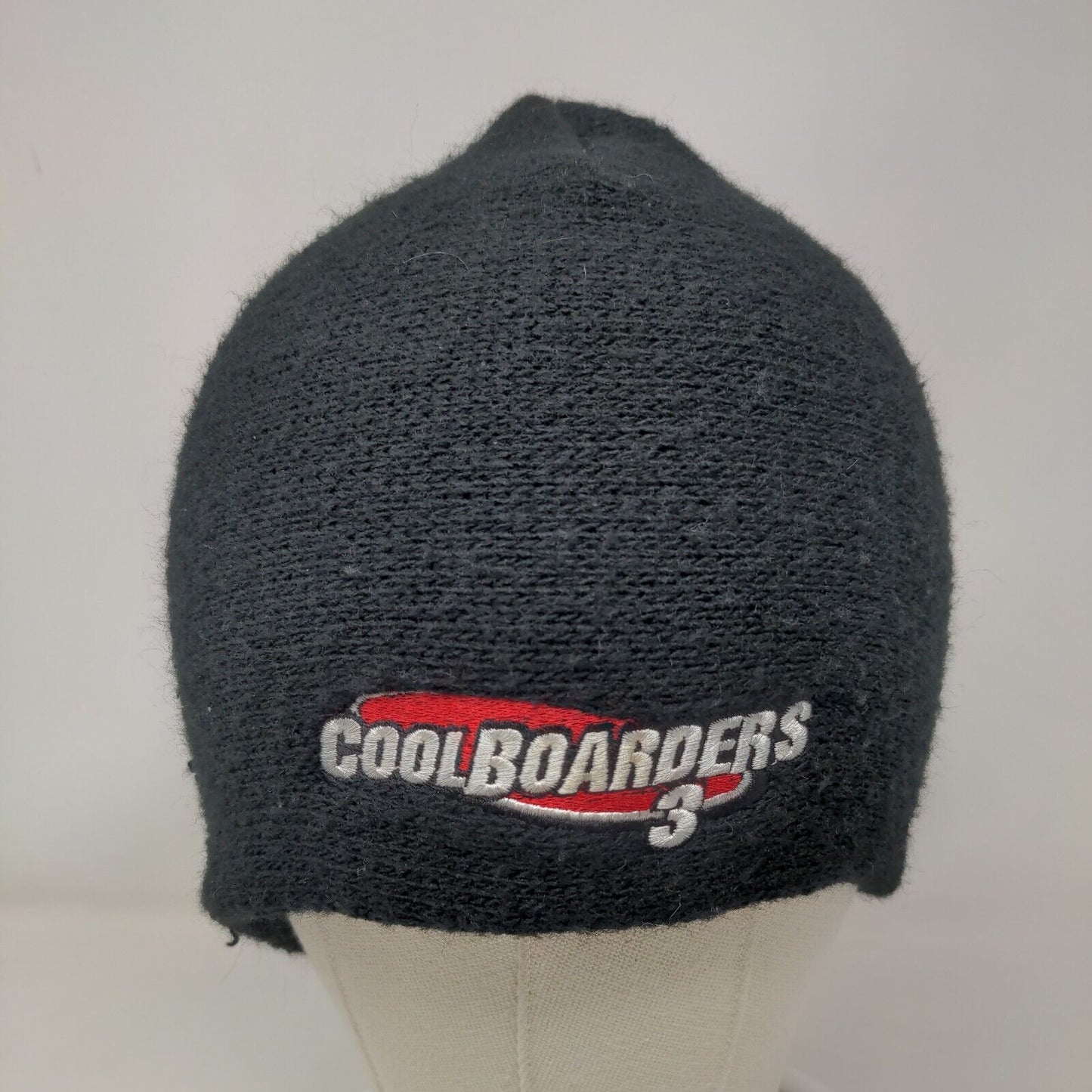 Cool Boarders 3 Knit Beanie Hat Black One Size Striped Embroidered