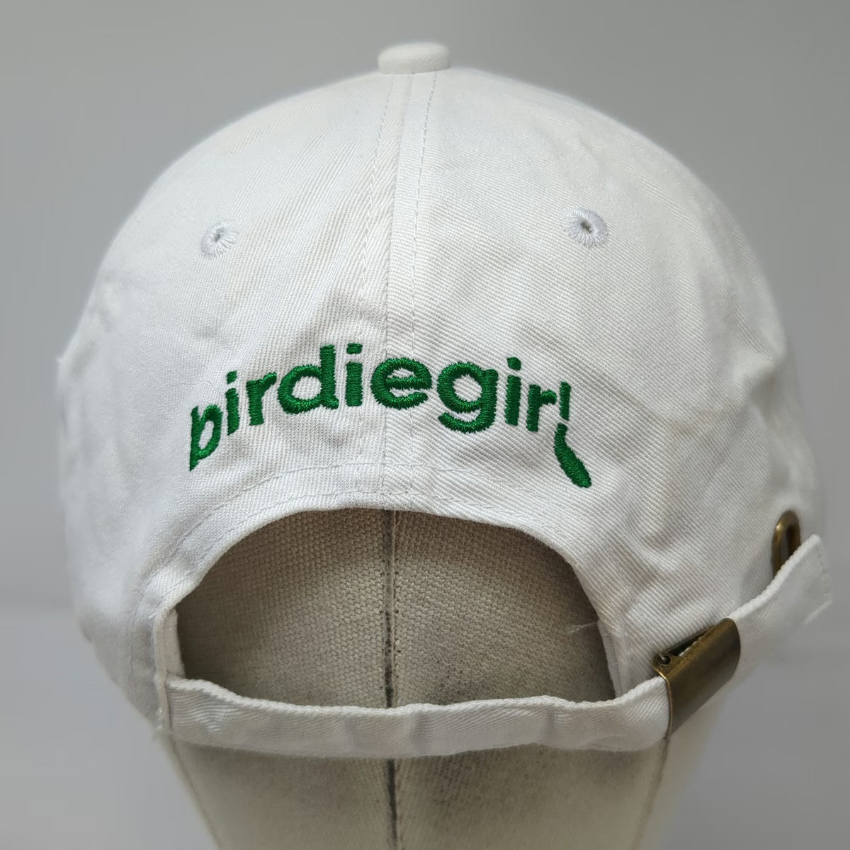 Birdiegirl White Baseball Cap OSFM Flower Logo Slideback Hat Floral Underbrim