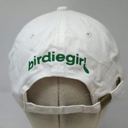 Birdiegirl White Baseball Cap OSFM Flower Logo Slideback Hat Floral Underbrim