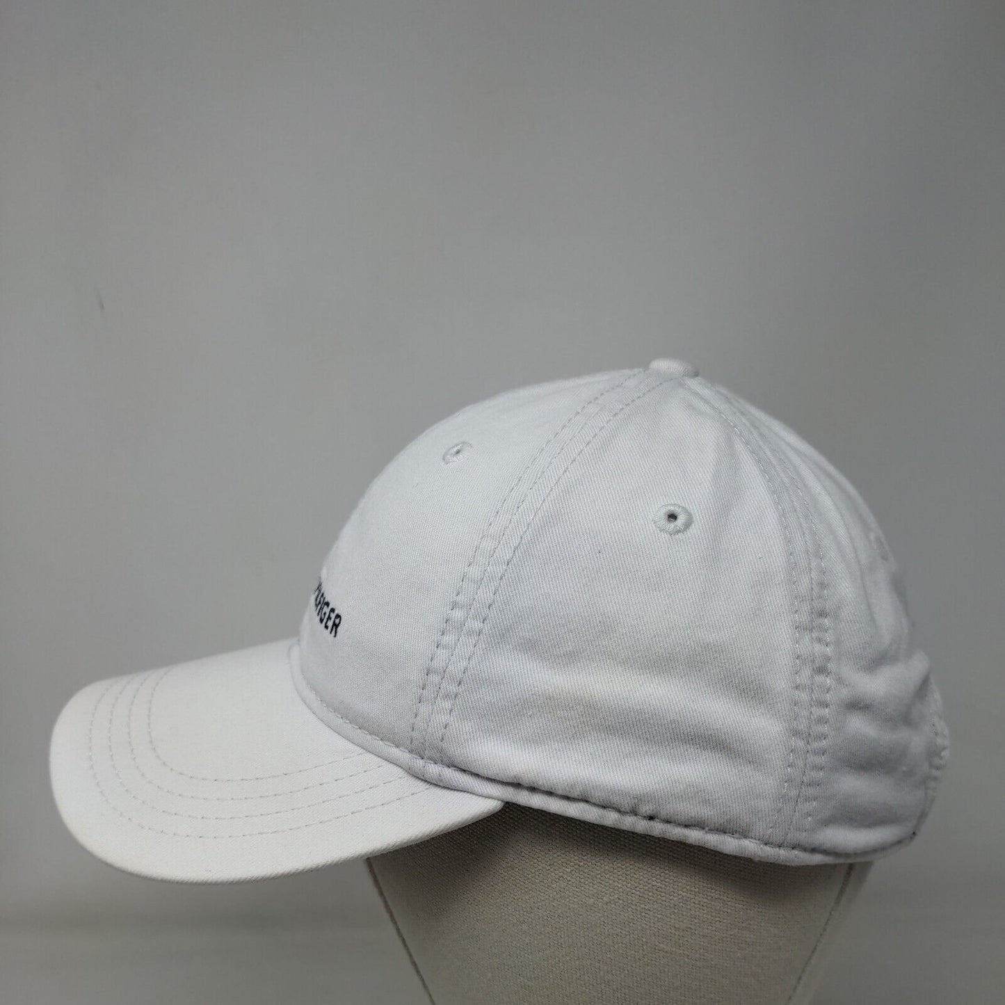 Tommy Hilfiger Slideback Hat White One Size Embroidered Leather Strap