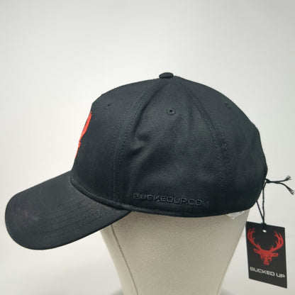 Bucked Up 5 Panel Black One Size Hat Red Deer Buck Logo Snapback Embroidered Gym