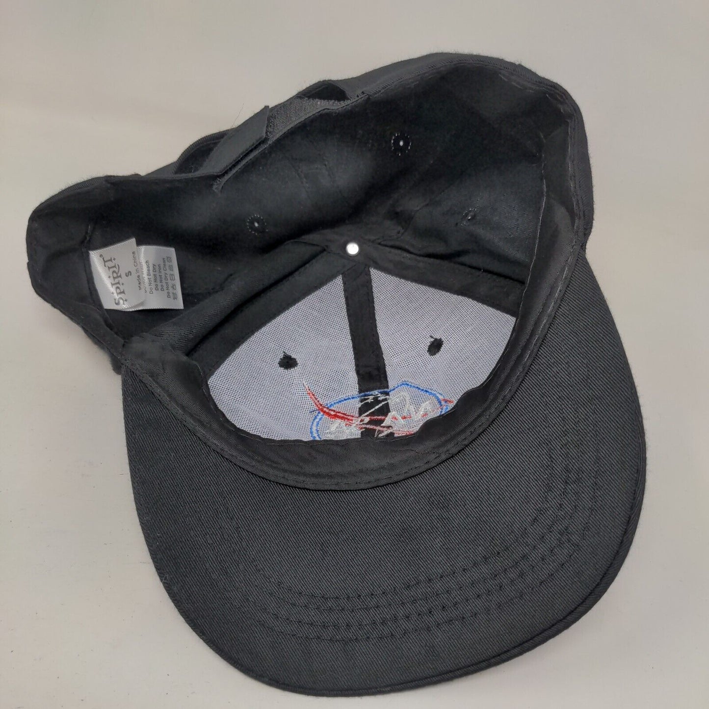 NASA Strapback Hat Black Small Adjustable Embroidered Vent Holes Spirit