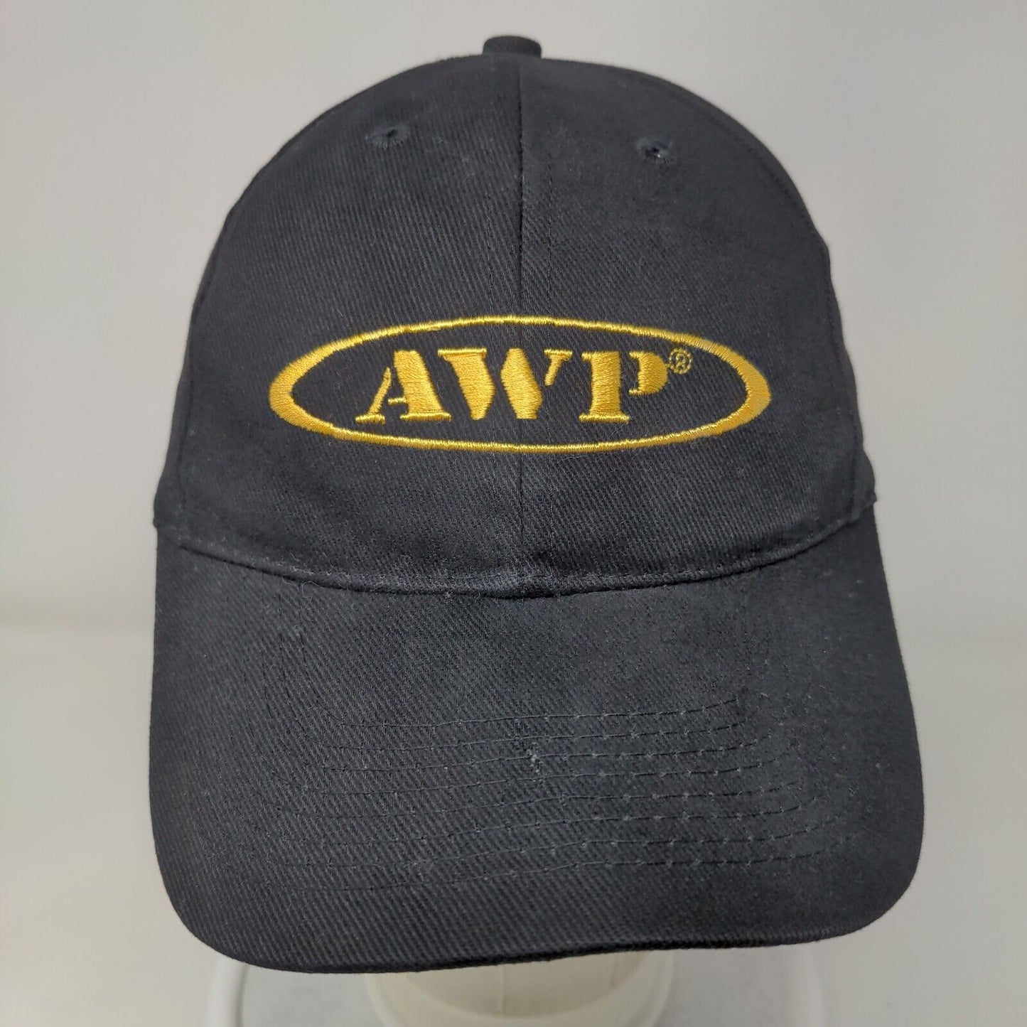AWP Strapback Hat Black One Size Adjustable Embroidered Vented Holes 6 Panel