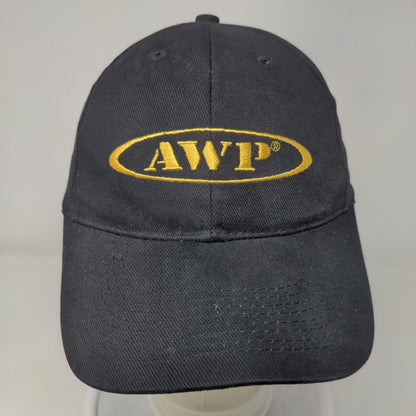 AWP Strapback Hat Black One Size Adjustable Embroidered Vented Holes 6 Panel