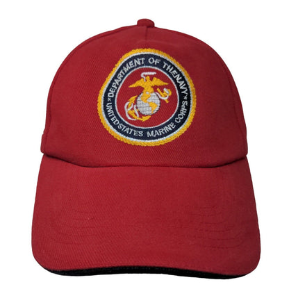 Department Of The Navy United States Marine Corps Strapback Hat Red One Size