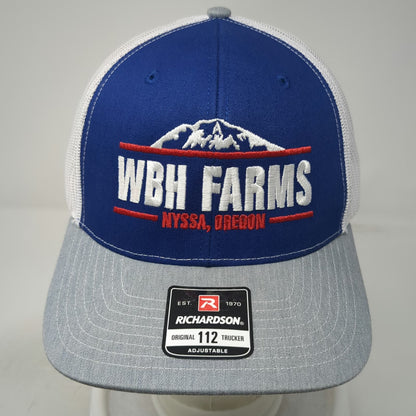 Richardson Trucker Hat Blue One Size WBH Farms Nyssa Oregon Mountain Snapback