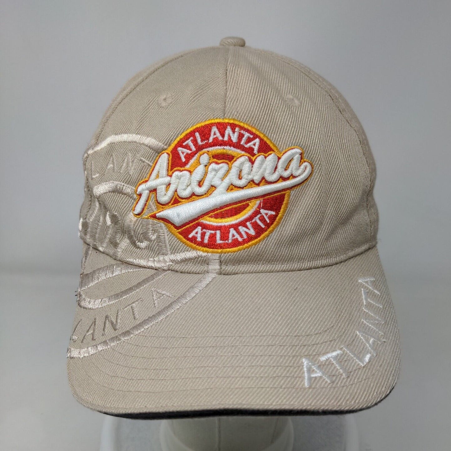 Arizona Atlanta Strapback Hat Tan One Size Adjustable Embroidered