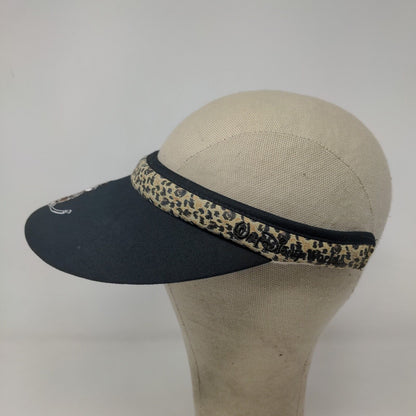 Walt Disney World Womens Sun Visor Cap Hat Black Leopard Print Mickey Mouse Golf