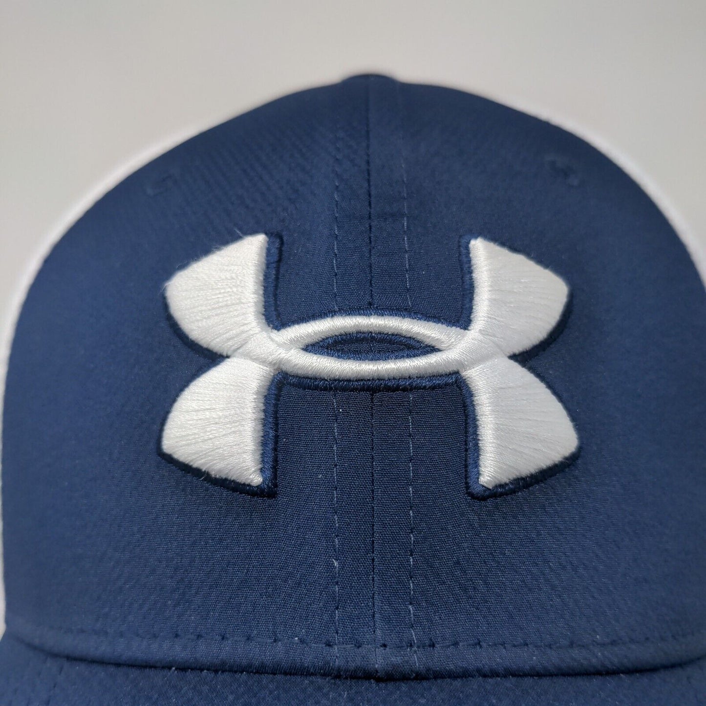 Under Armour Golf Men's Fitted Mesh Back Hat Blue White L-XL Embroidered Logo