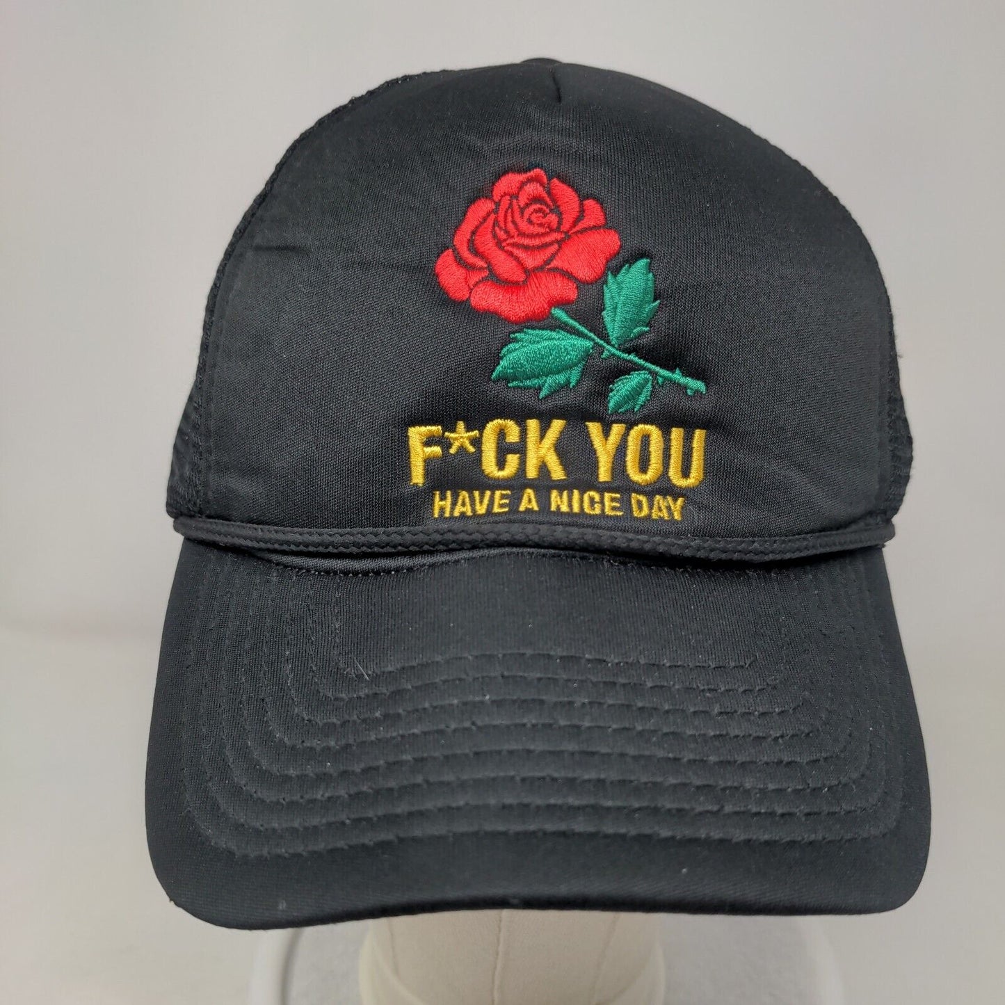 F*ck You Have A Nice Day Snapback Mesh Back Rope Trucker Hat Black One Size