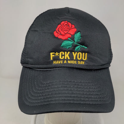 F*ck You Have A Nice Day Snapback Mesh Back Rope Trucker Hat Black One Size