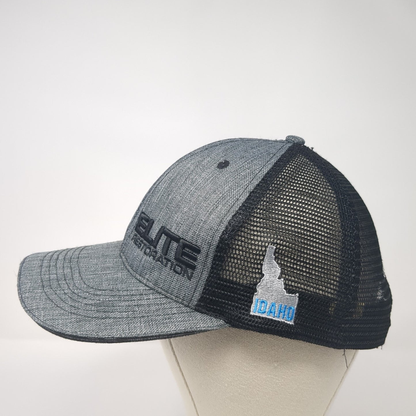 Elite Restoration Snapback Mesh Back Trucker Hat Gray One Size Adjustable