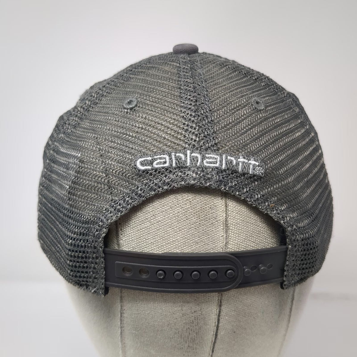 Carhartt Trucker Hat Gray One Size Mesh Back Snapback Logo Patch Workwear Canvas
