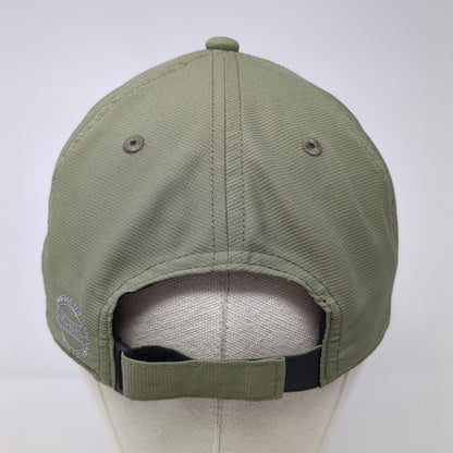 Adidas Strapback Hat Green One Size Adjustable Embroidered Vented Holes 6 Panel