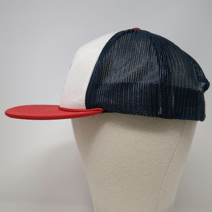 Richardson 113 Trucker Hat White Blue Red One Size Go Fast Don't Die Rope Mesh