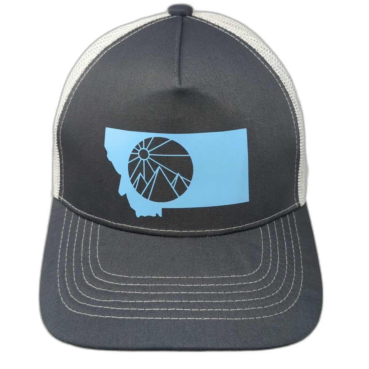 Cobra Gray White Blue Trucker Hat One Size Montana State Sun Mountain Snapback